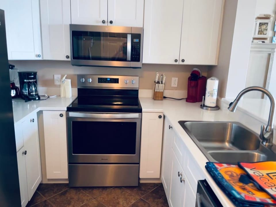Spacious kitchen with an open floor plan opens into the dining and living area.