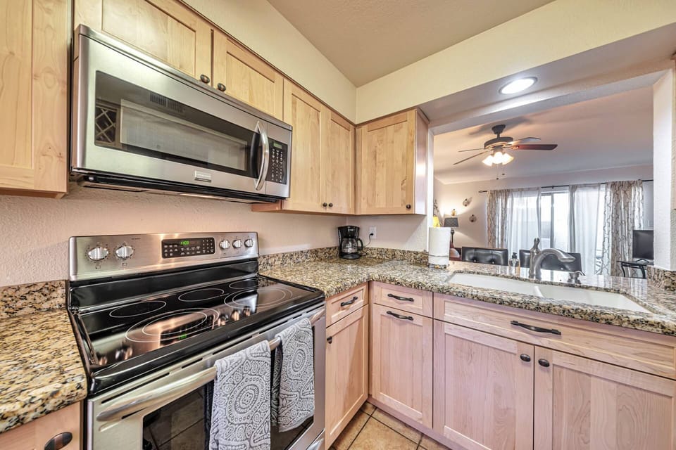 The kitchen has what you need to stay in and prepare your meals