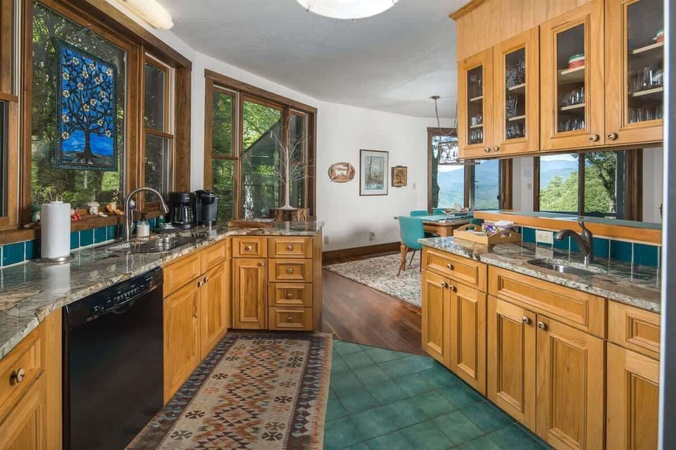 Granite countertops and custom cabinetry.