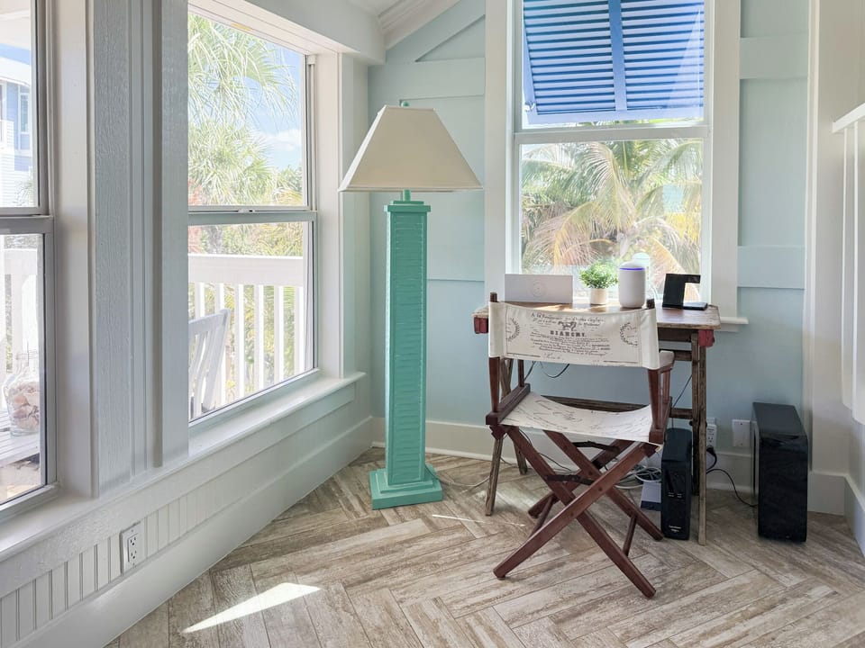 Small desk area for personal electronics 