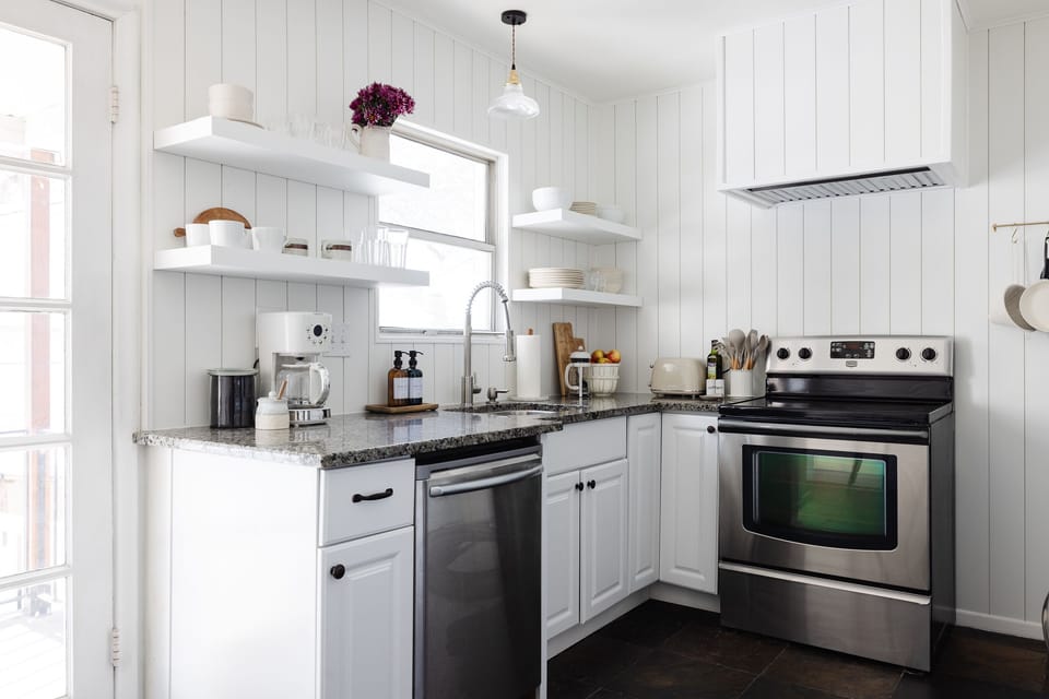 The kitchen is remodeled and equipped with all the essential cooking supplies