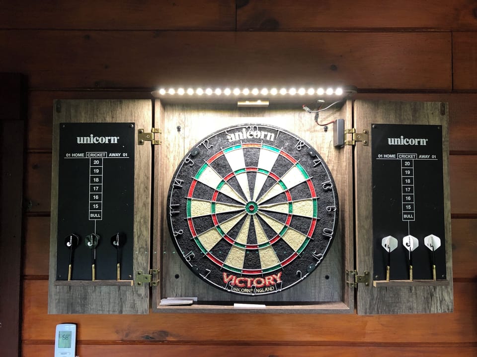 Dart board in game room