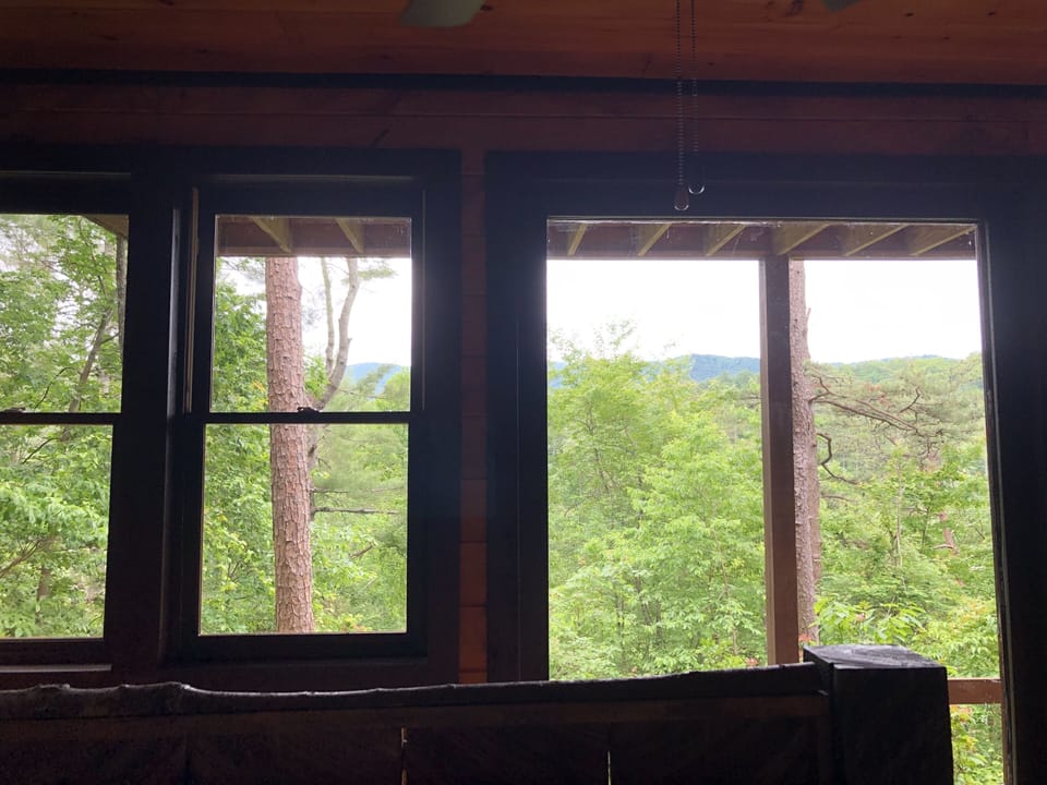 view from the bed in the downstairs bedroom/game room
