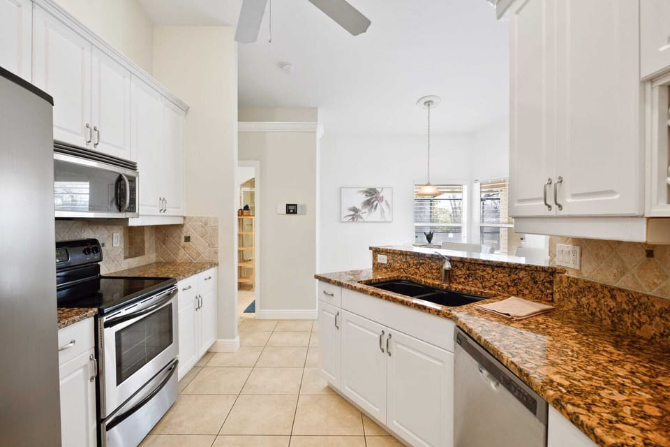 Our kitchen has granite countertops which are a breeze to clean.