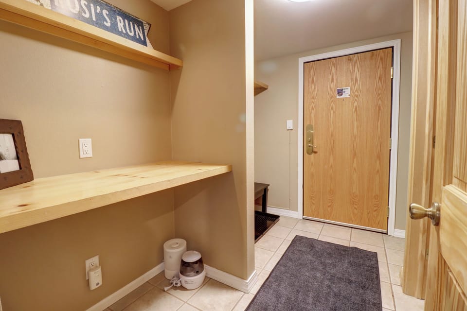 Hallway with storage for bedroom.