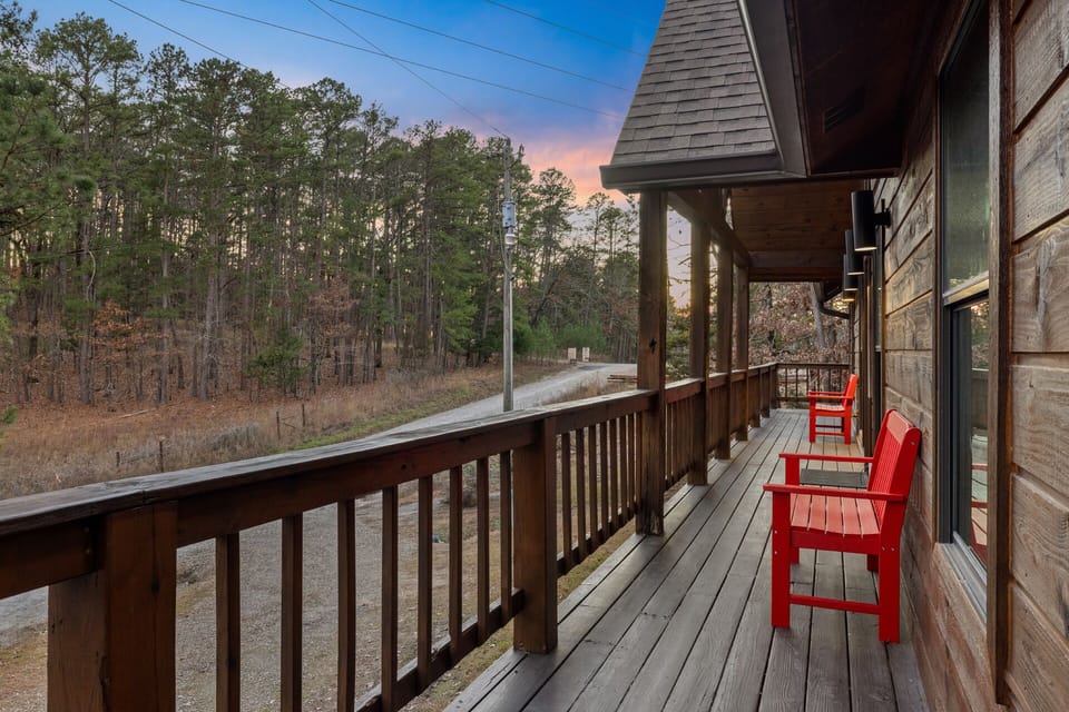 Paved road leading to cabin