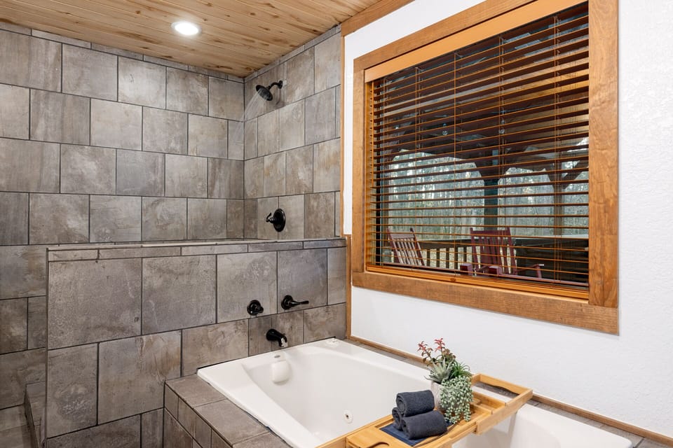 Separate shower and tub