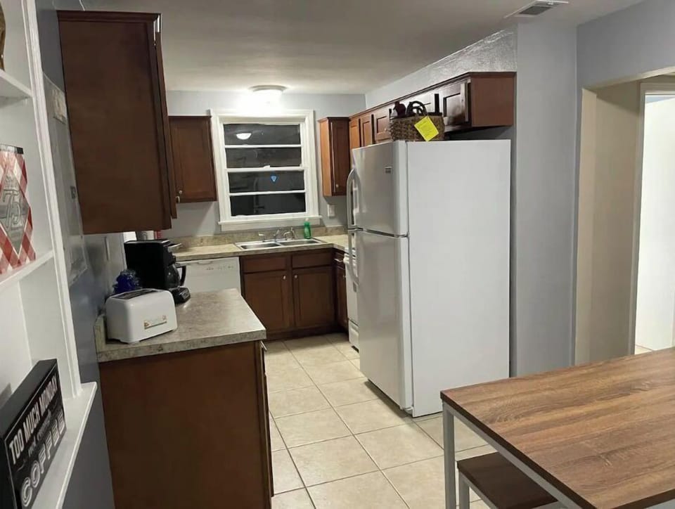View of kitchen from living room door.  