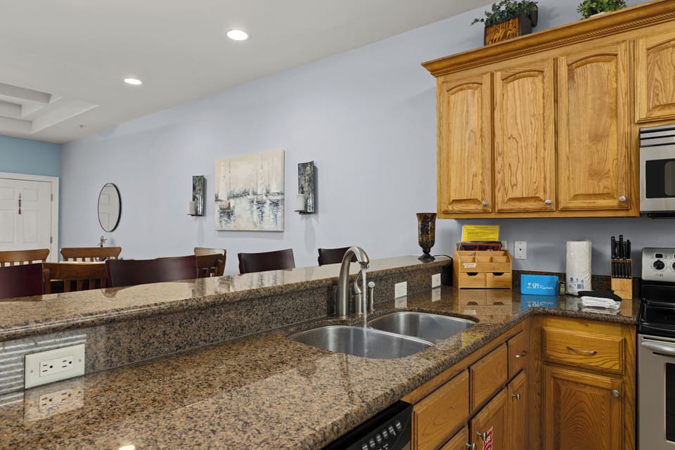 Cook while staying connected with family and friends in the open floor plan.