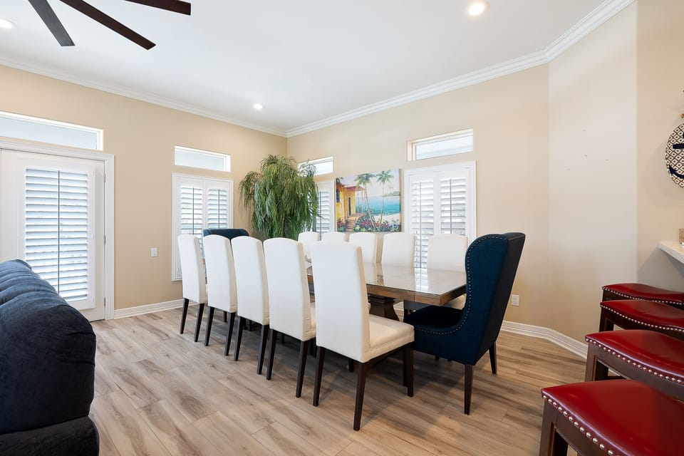 Enjoy meals together in the gorgeous dining room filled with natural light.