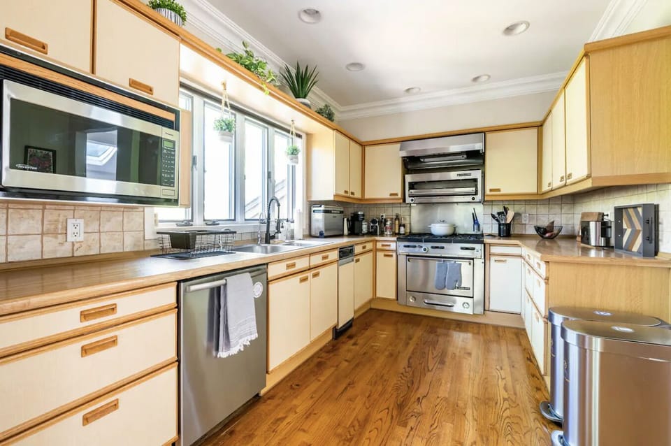 The main kitchen has tons of space and everything you need to cook