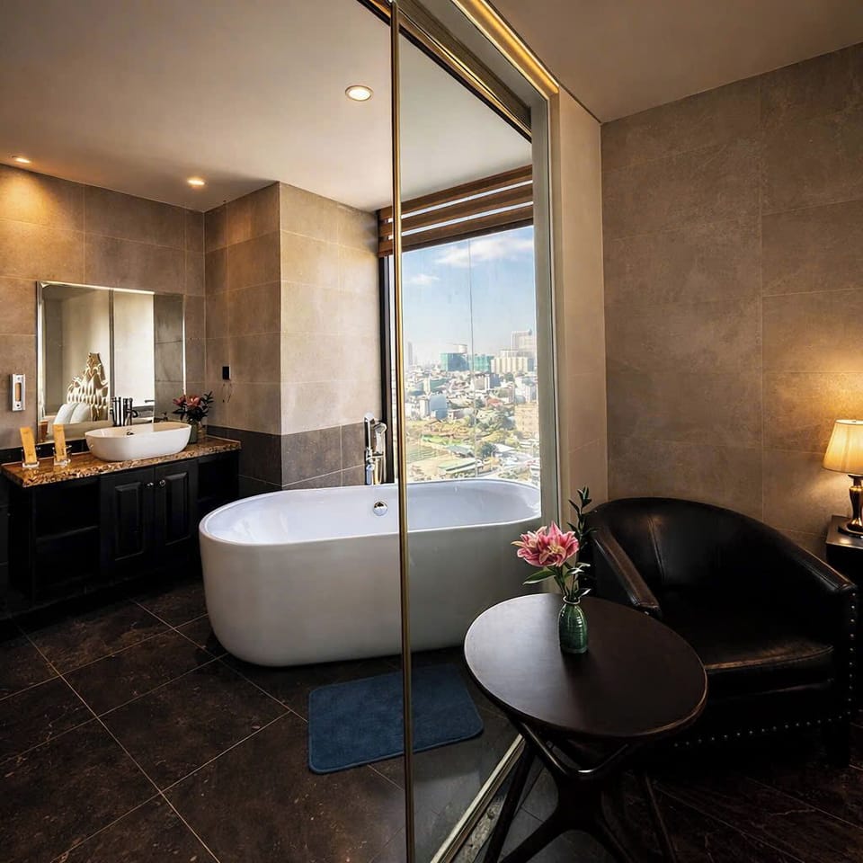 Executive Suite | Bathroom | Shower, rainfall showerhead, free toiletries, hair dryer