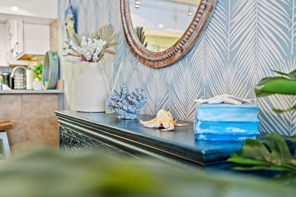 The entire condo is designed to offer a unique ambiance of a rustic beach house enriched with many contemporary amenities.