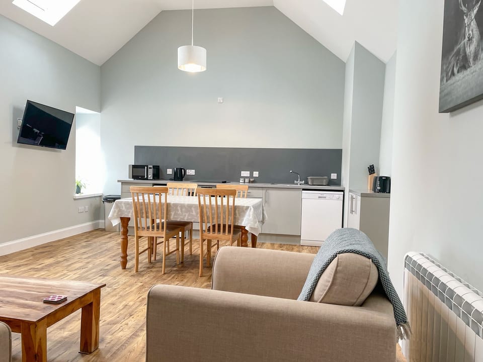 Open plan living space | Claunch - Galloway Farmstay, Newton Stewart