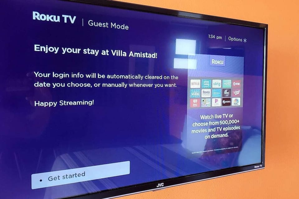 Safely use your own Netflix, Amazon or other streaming service if available in Mexico. Or ask us to set you up with a guest Netflix account to use during your stay.