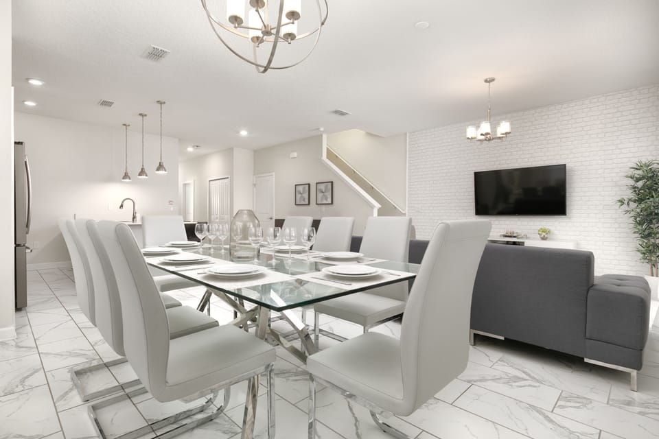 Spacious dining area accommodating 8 guests