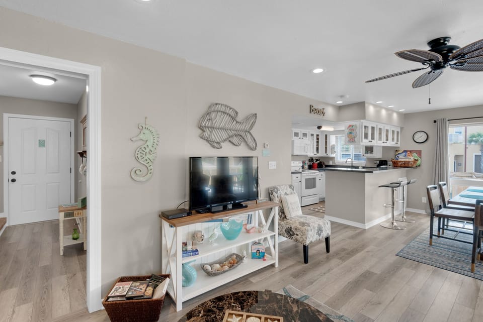 Enjoy a movie on the flat screen TV