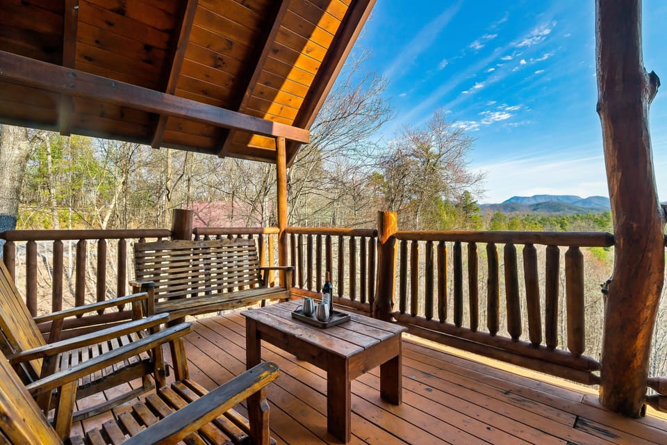 Deck seating for taking in the lovely mountain views