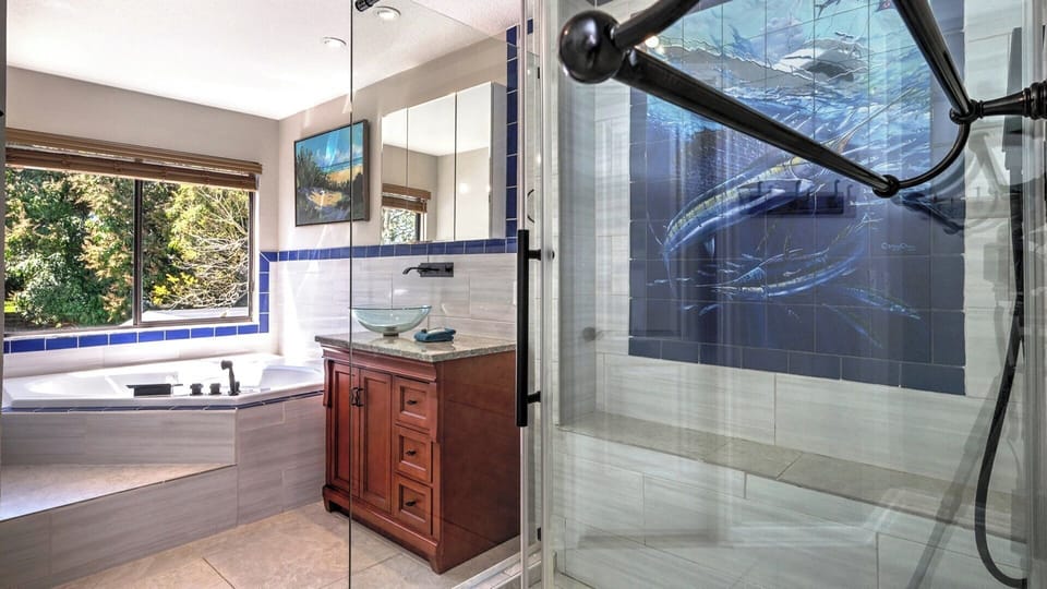 Bathroom with Garden Tub and Large Walk-In Shower