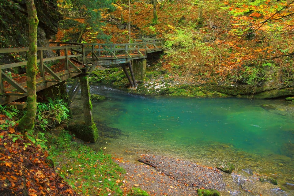 Old wooden bridge over the river Kamačnik in Gorski kotar