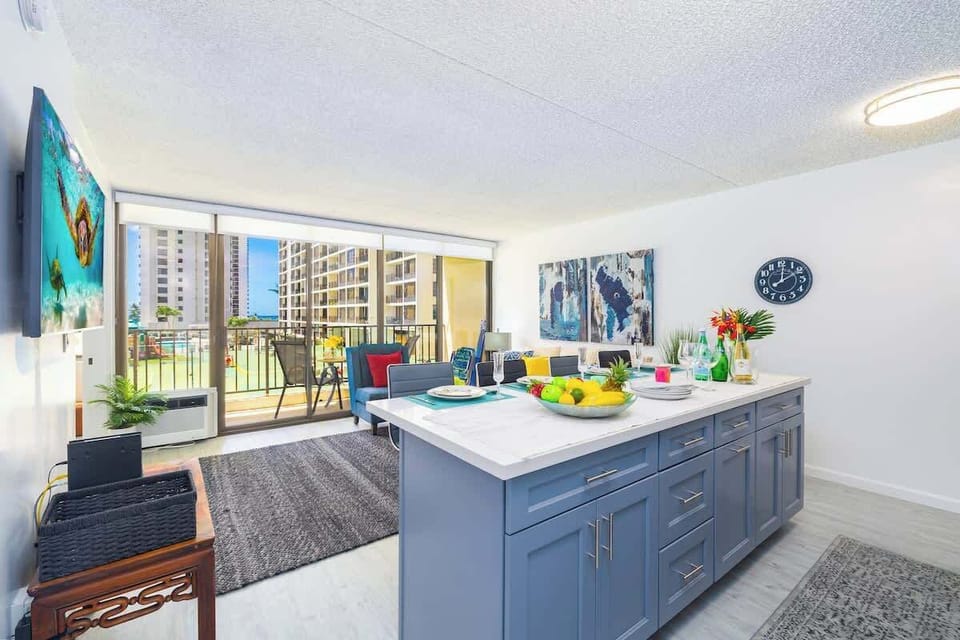 Dining counter top with 4 bar stools