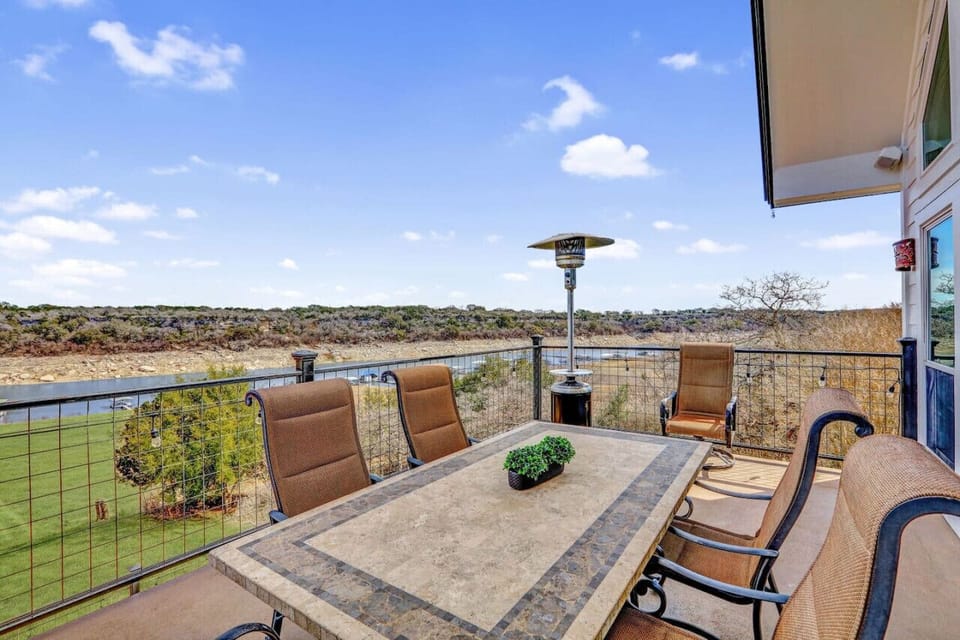Take in great views from the balcony overlooking Lake Travis in Spicewood, TX—even when the lake is lower, the scenery delivers.