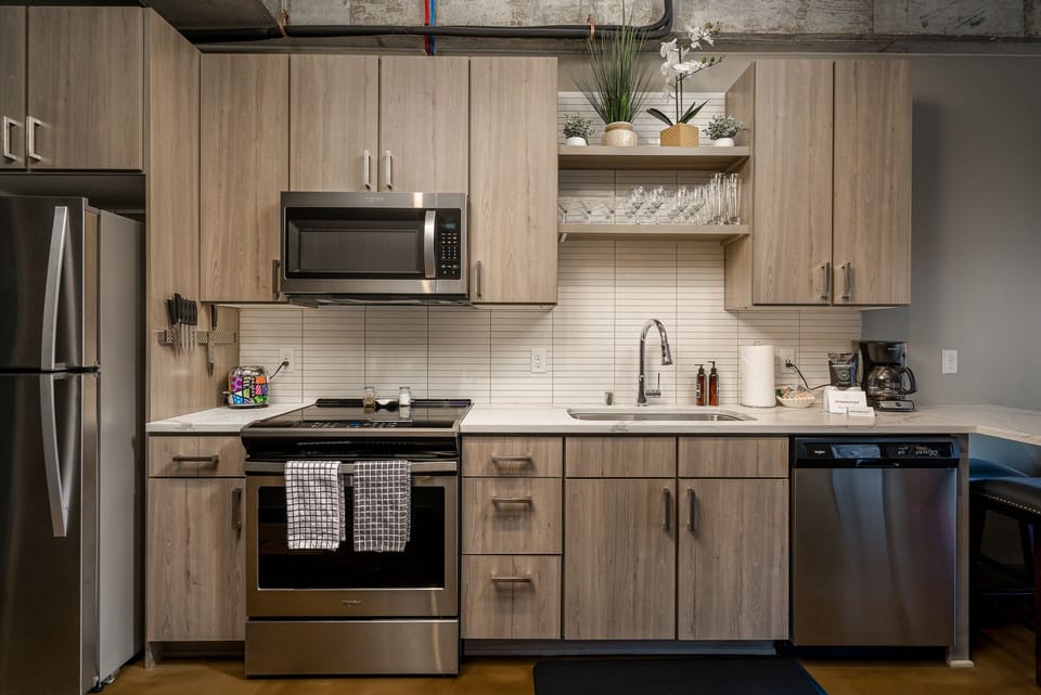 A well-equipped kitchen for food preparation