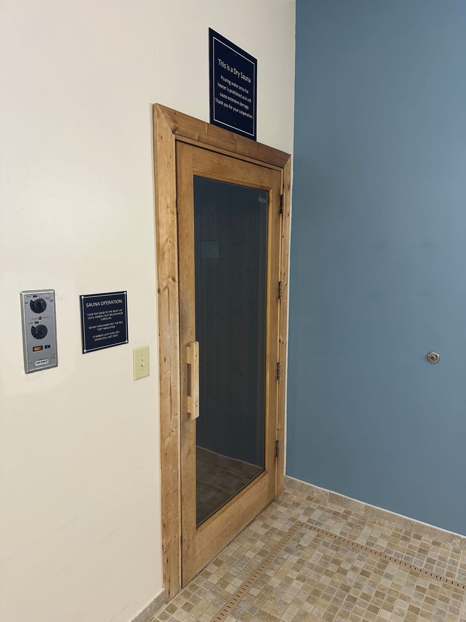 Sauna entry located in the Fitness & Racquet Center locker rooms.
