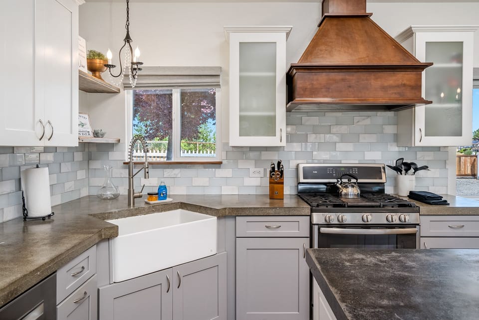 Gather around the island with room to prep and serve