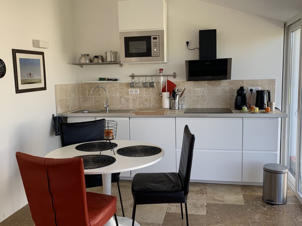 Deluxe Cabin | Private kitchen | Fridge, microwave, oven, stovetop