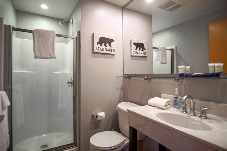 This is the shared full bathroom. It has a walk-in shower!