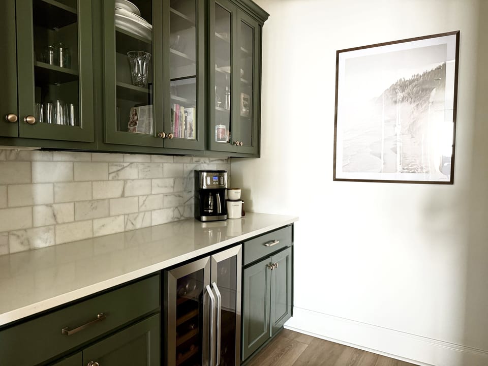 Butler's Pantry w/ Drink Fridge, Coffee Maker (Organic Coffee Provided!)