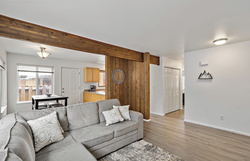 Couch in the living room  pulls out into a double bed