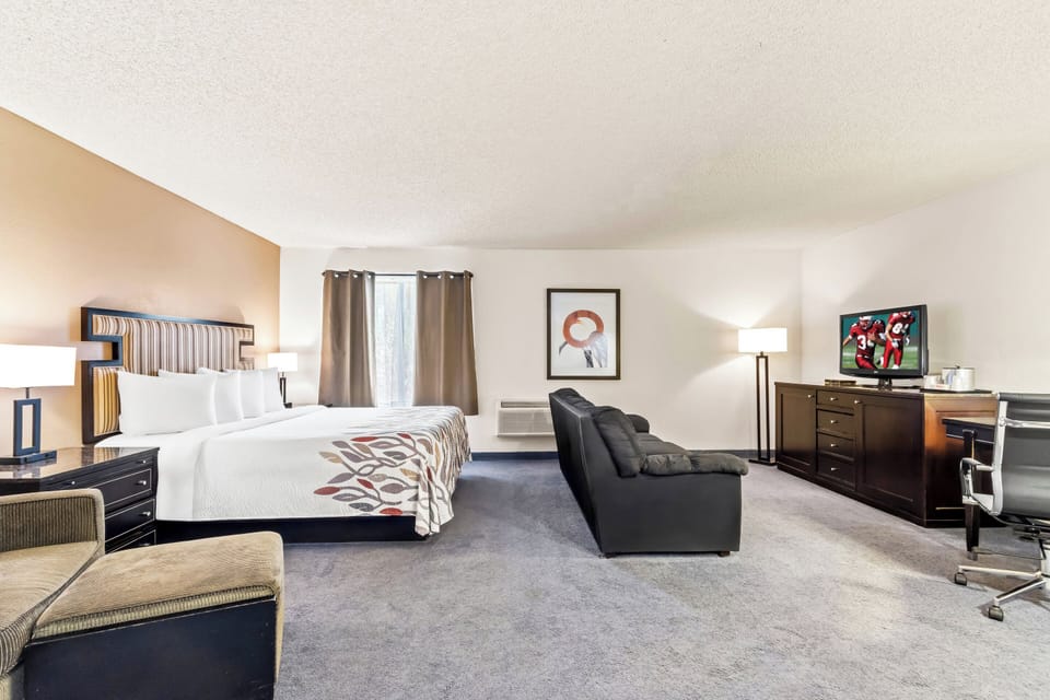Suite, 1 King Bed, Non Smoking | Desk, blackout drapes, iron/ironing board, WiFi (free)