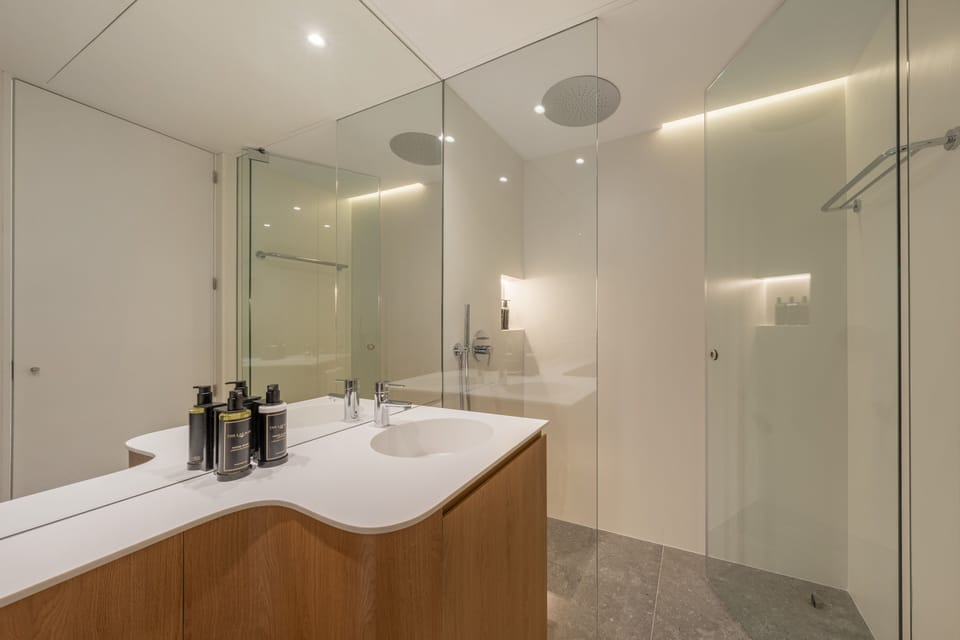 Shower, eco-friendly toiletries, hair dryer, towels