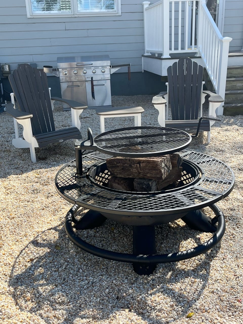 Propane black stone grill. Cook and relax beachfront!