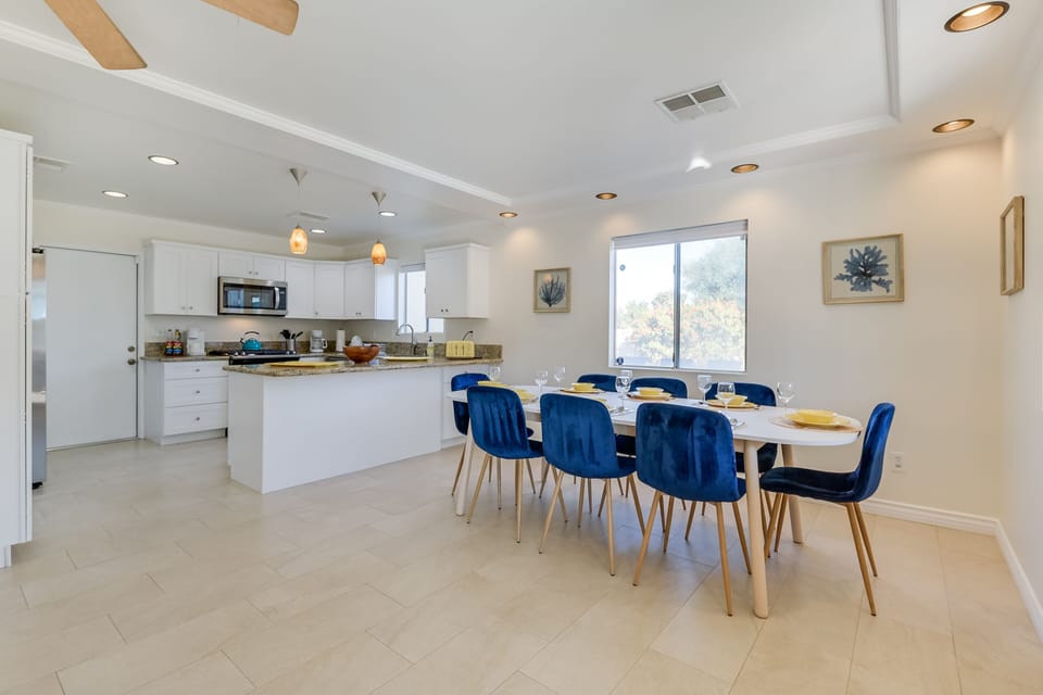 Dining Room with Easy Access to Kitchen and Counter for Serving Food