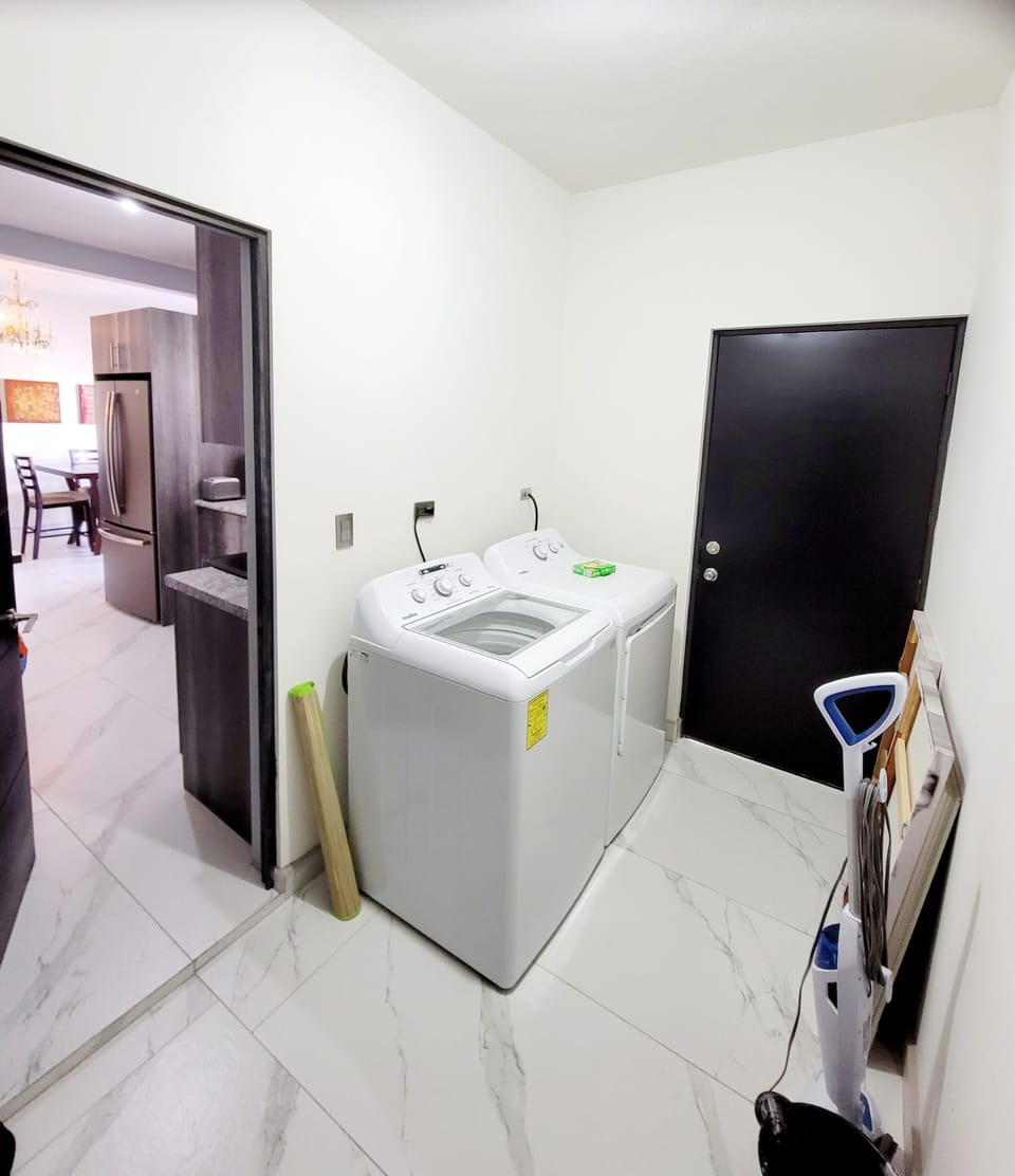Go home with no laundry to do with the convenient washer/dryer
