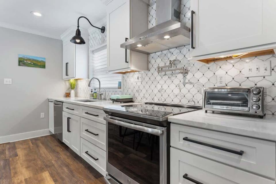 Spacious kitchen to prepare meals. Pot filler for seafood boils. 
