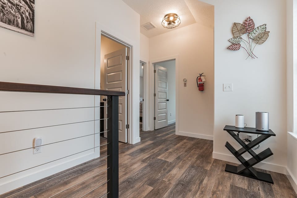 The third level has 2 king bedrooms, one with an ensuite, and a third queen bedroom. For those with small children we do have free standing gates, if desired. 