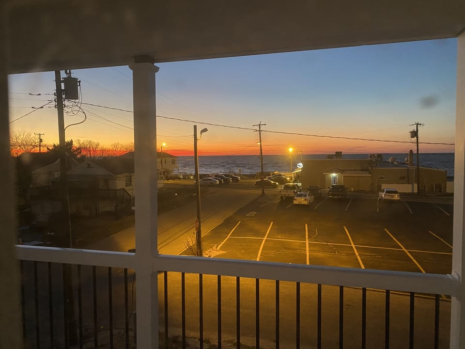 Sunset view from the third floor deck