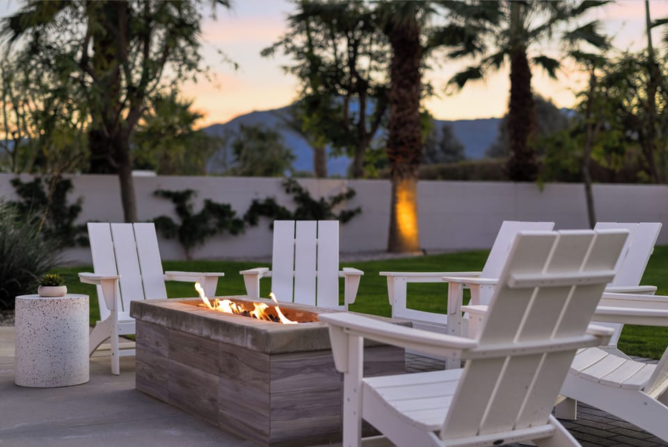 Gather around the fire pit.