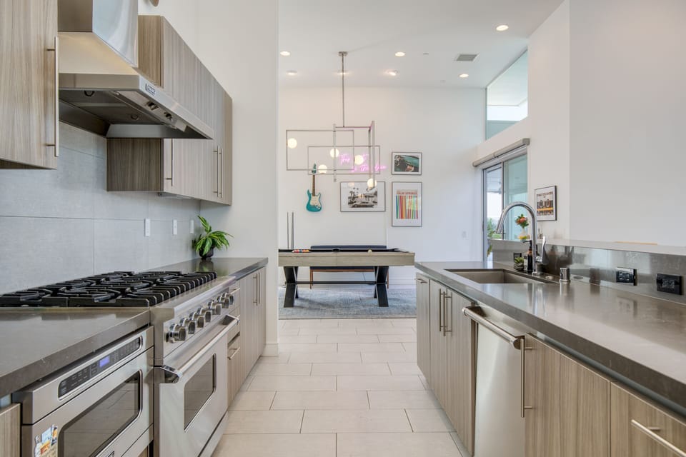 Billiards behind the kitchen.
