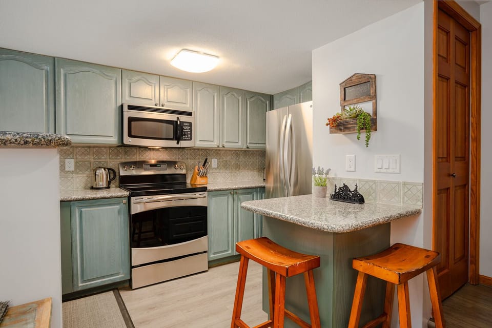 Ample counter space and modern cabinetry make cooking a breeze.