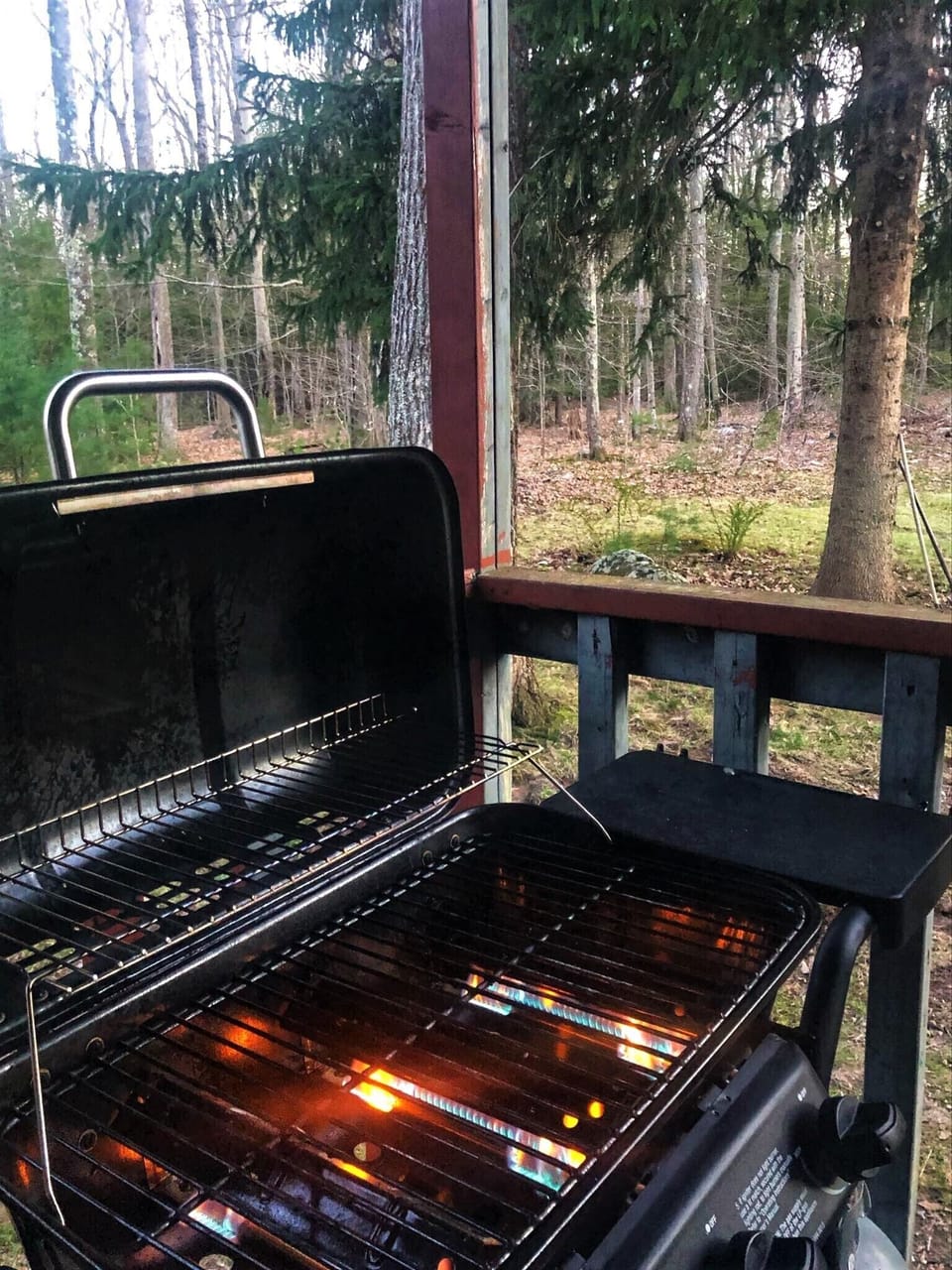 Propane BBQ grill located on front deck