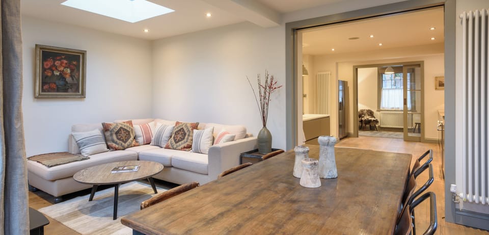 Living room with l shaped sofa 