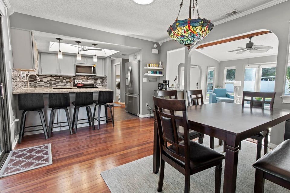 Dining room & kitchen just off the living room.