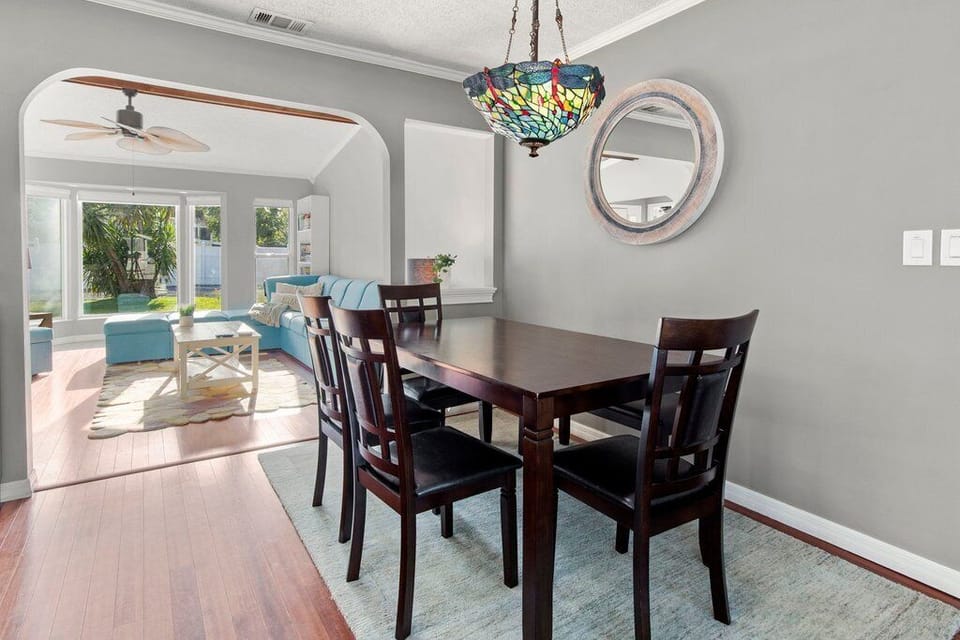 Comfortable indoor dining space just off the living room.