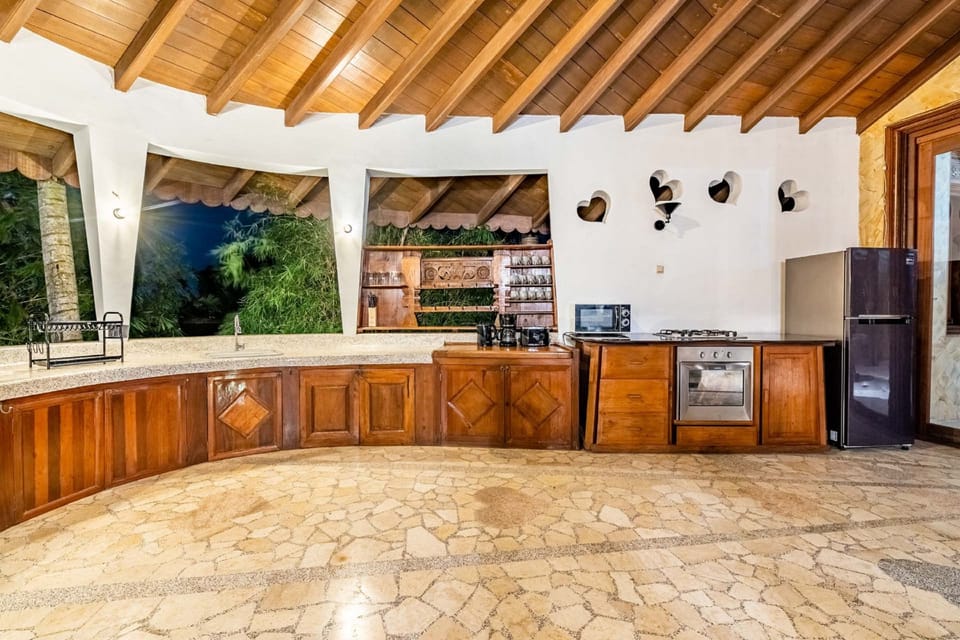 Villa | Private kitchen | Fridge, microwave, oven, stovetop