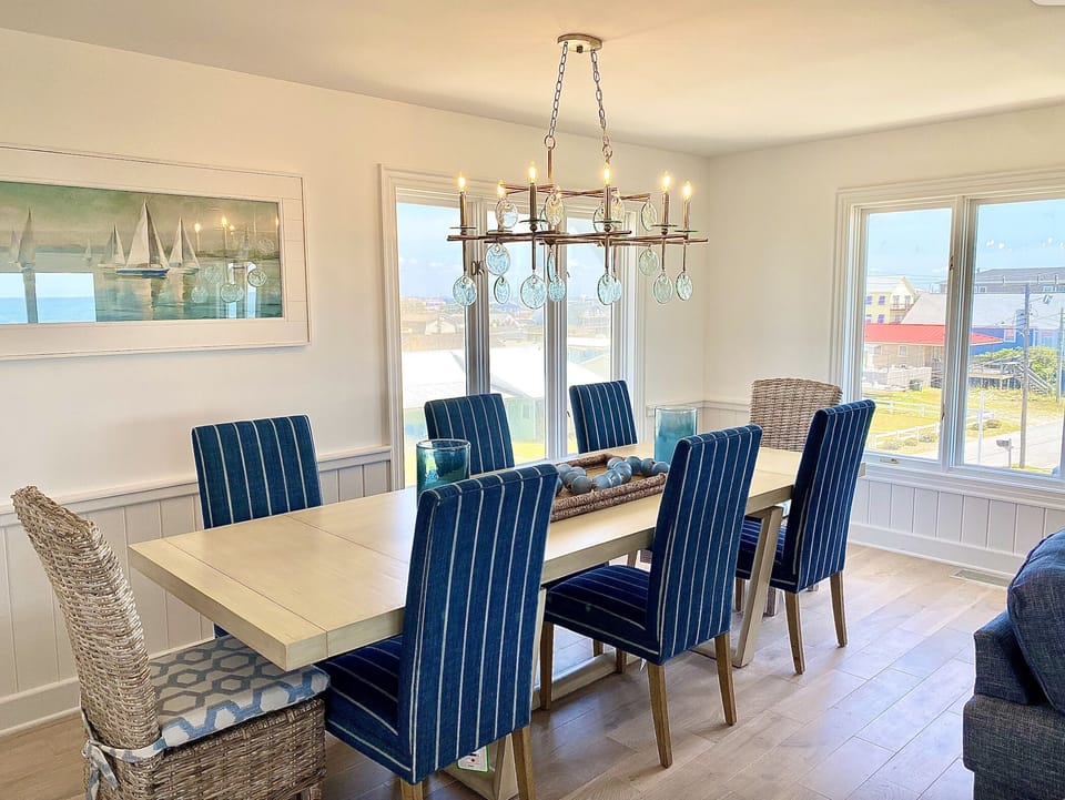 Formal dining area in great room with ocean views